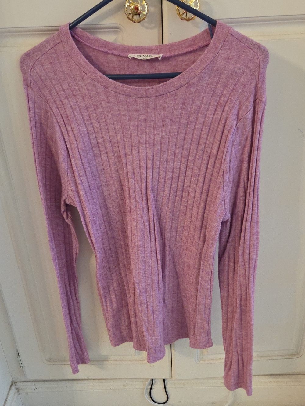 Zenana Outfitters Ribbed Long-Sleeve Top in Dusty Rose